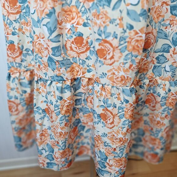 SHEIN VCAY Allover Floral Print Square Neck Puff Sleeve Dress Womens 4XL Smocked - Picture 8 of 10